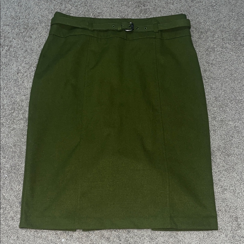 New York & Company Olive Pencil Skirt